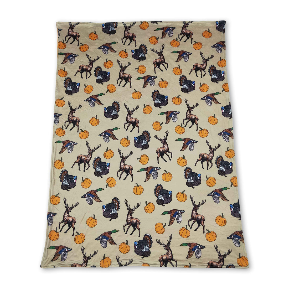 Deer duck turkey pumpkin baby boy fall blanket