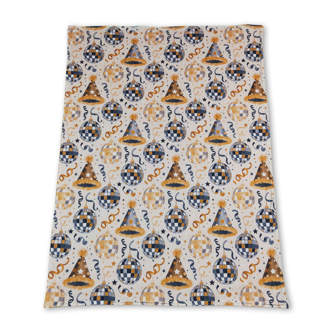 Gold polka dots minky baby Happy New Year blanket