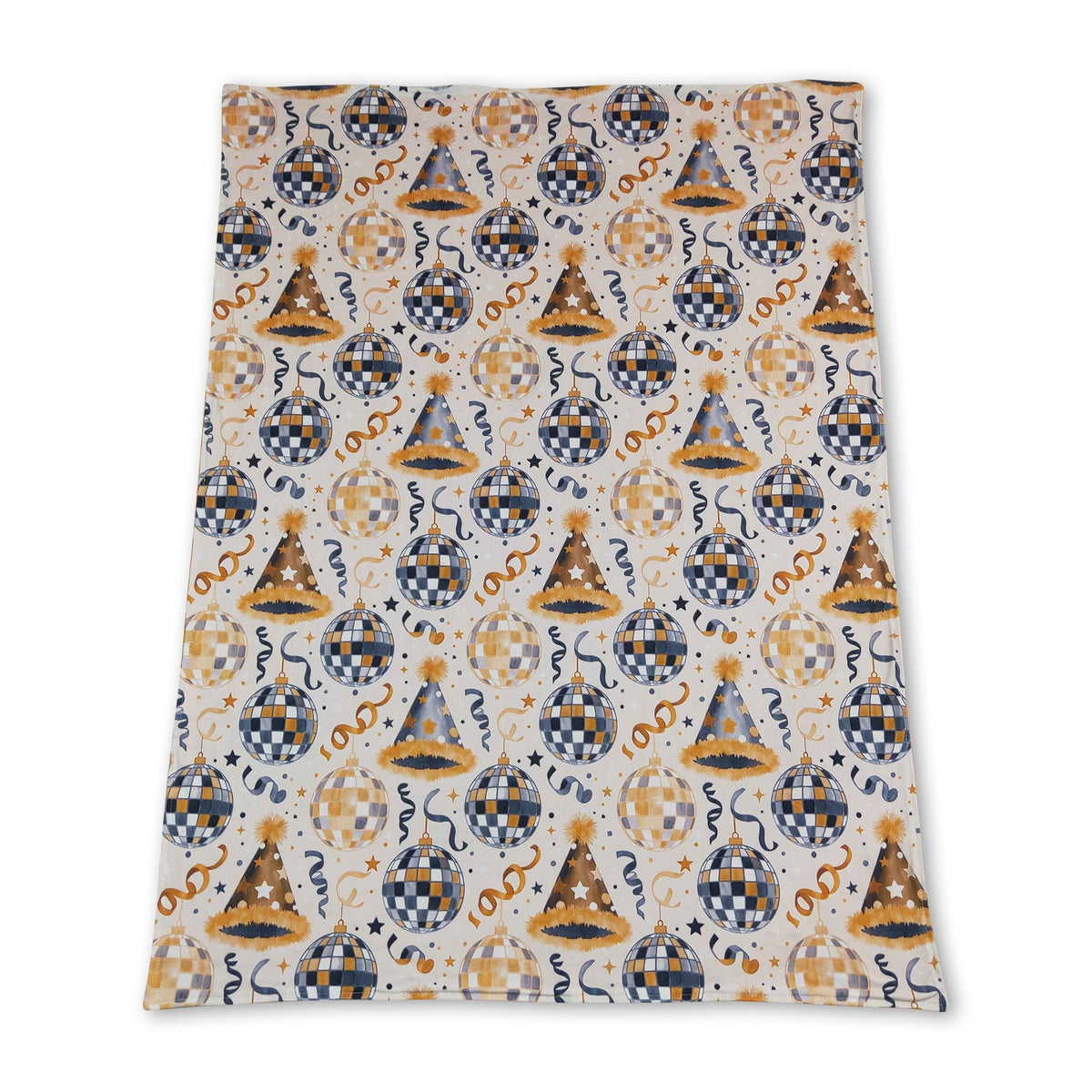 Gold polka dots minky baby Happy New Year blanket