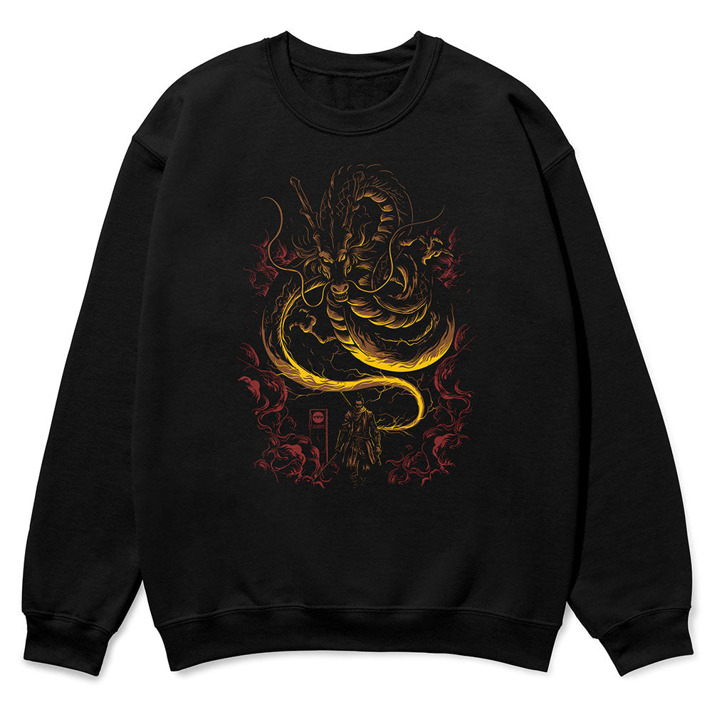 Yūjin Clothing Dragon Guidance sweatshirt featuring a printed dragon design on soft, comfortable fabric for casual wear.
