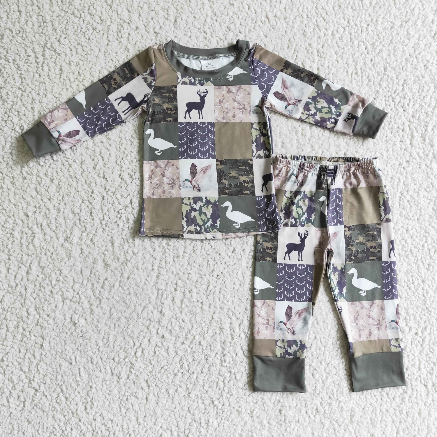Duck deer camo patchwork kids boy hunting pajamas