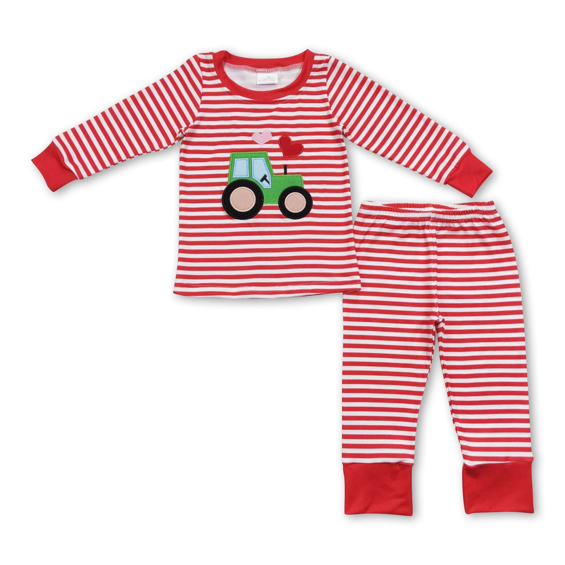 Red stripe truck heart long sleeves boys valentine&