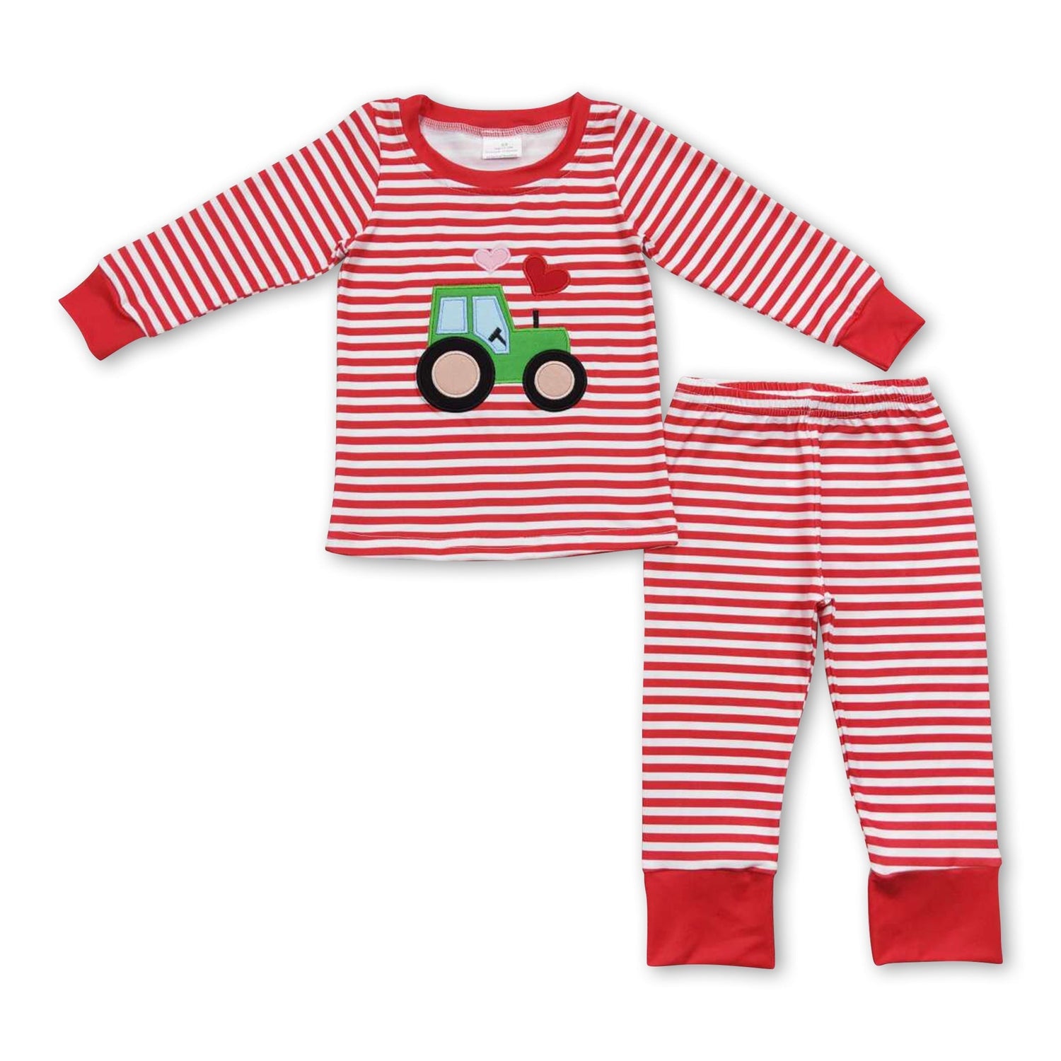 Red stripe truck heart long sleeves boys valentine&