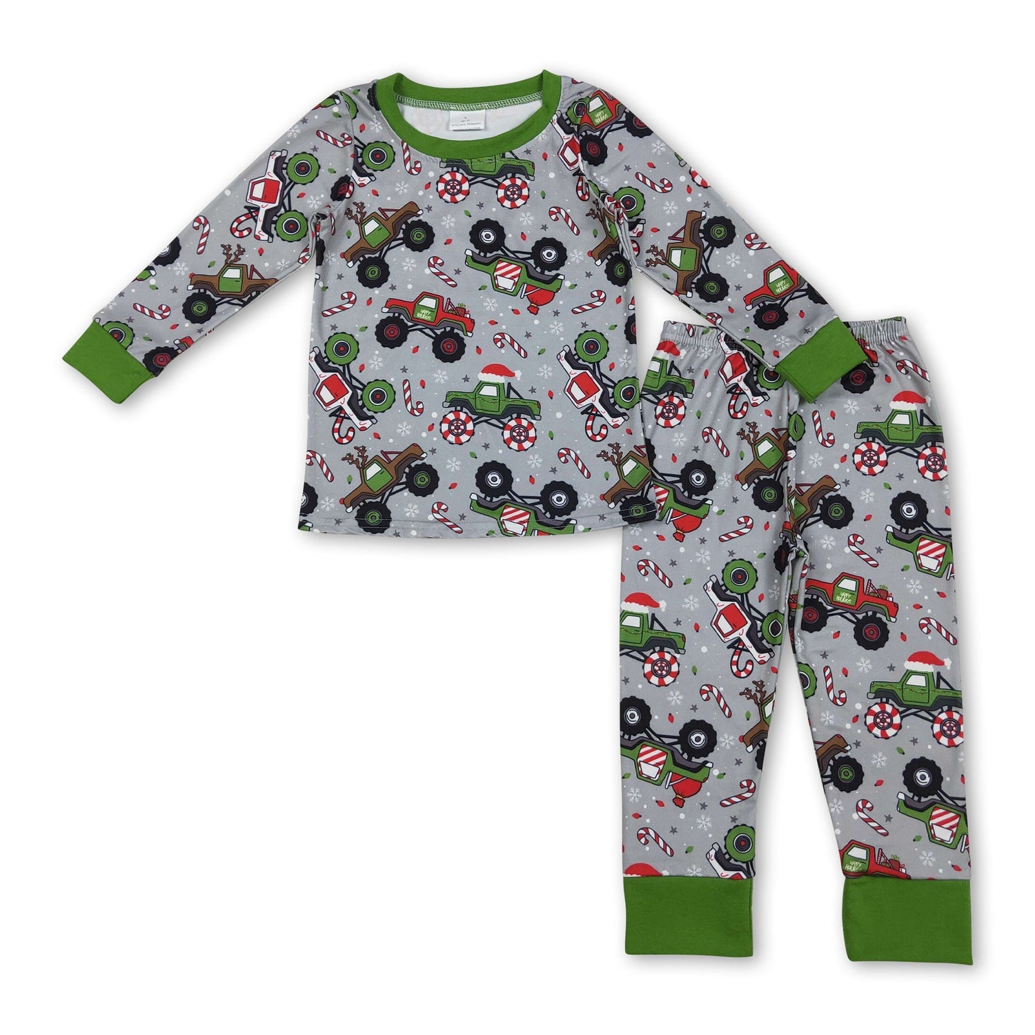 Christmas hat truck candy cane kids boys pajamas