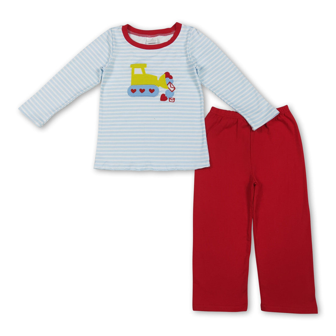 Stripe heart constructions stripe top pants boys Valentine&