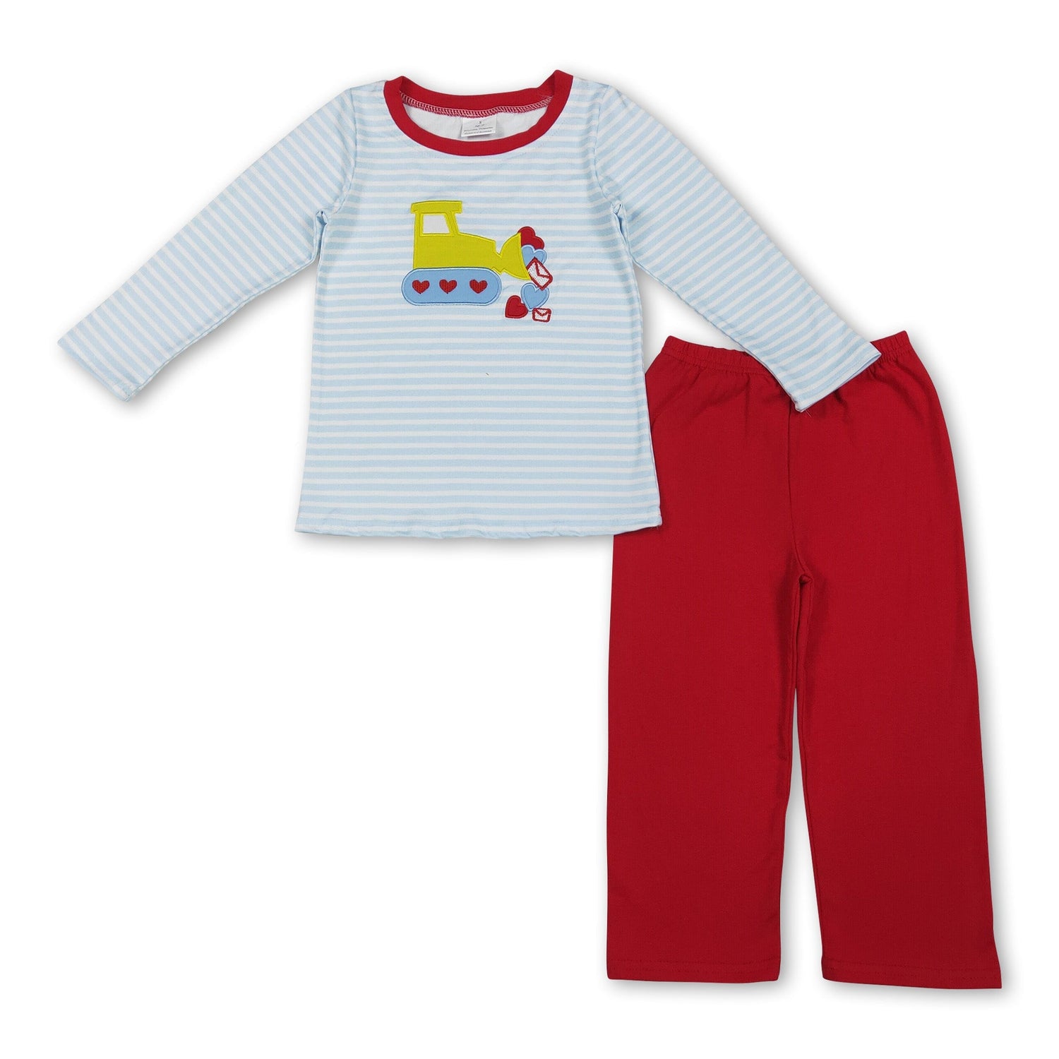 Stripe heart constructions stripe top pants boys Valentine&