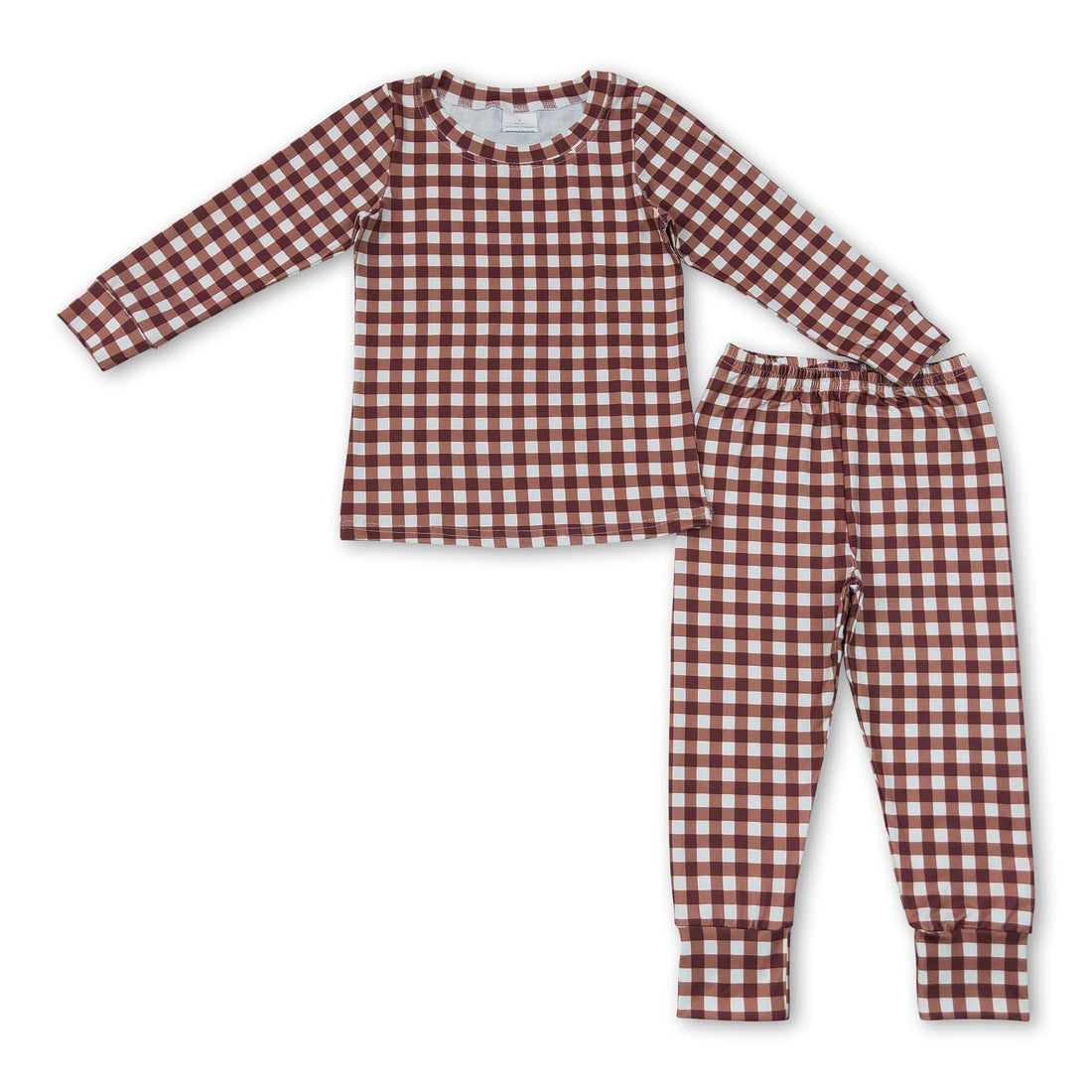 Mini Rodeo boy long sleeves plaid top and pants pajamas set for kids, perfect for fall, featuring cozy, comfortable sleepwear.