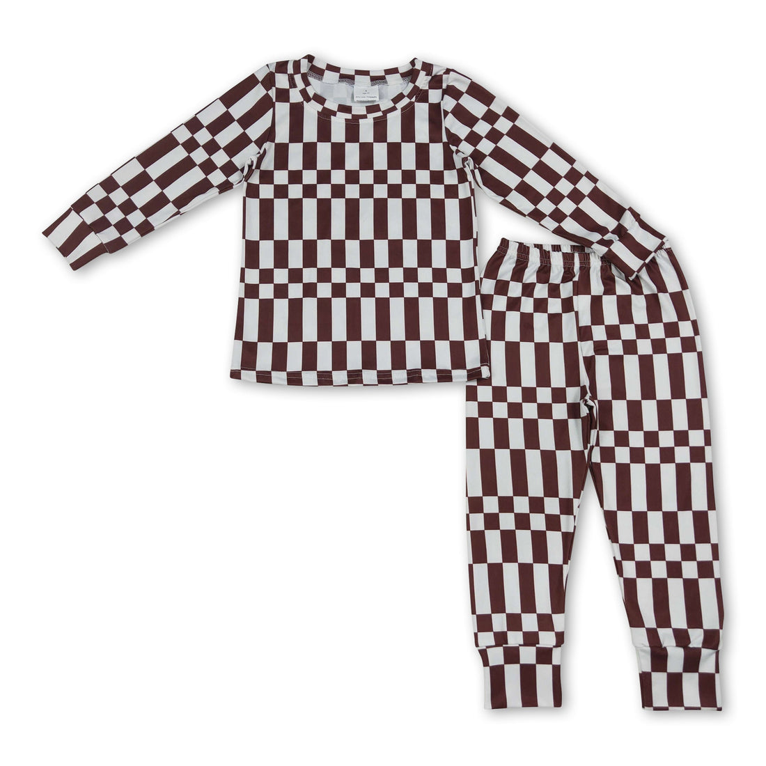 Mini Rodeo boy long sleeves plaid stripe top and pants pajamas for kids, fall cozy sleepwear, soft and comfortable.