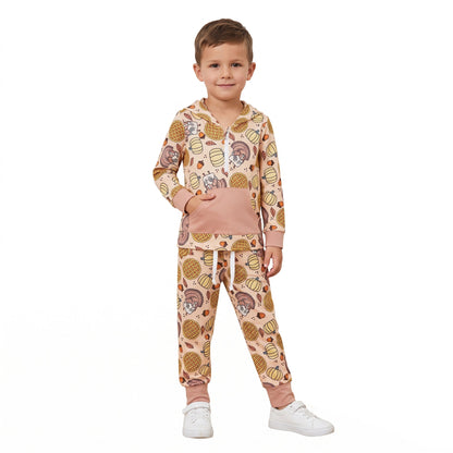 Pumpkin turkey hoodie pants girls Thanksgiving outfits