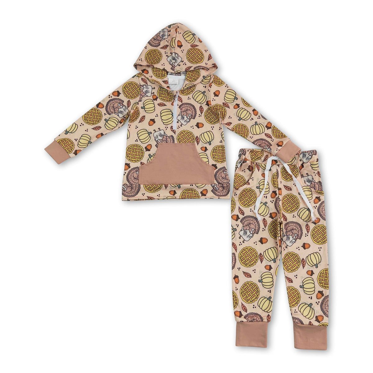 Pumpkin turkey hoodie pants girls Thanksgiving outfits
