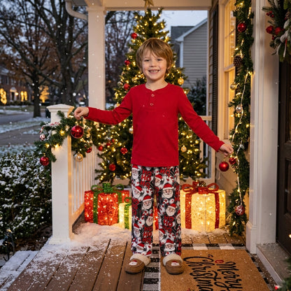 Red cotton top ho ho ho santa boy Christmas outfits