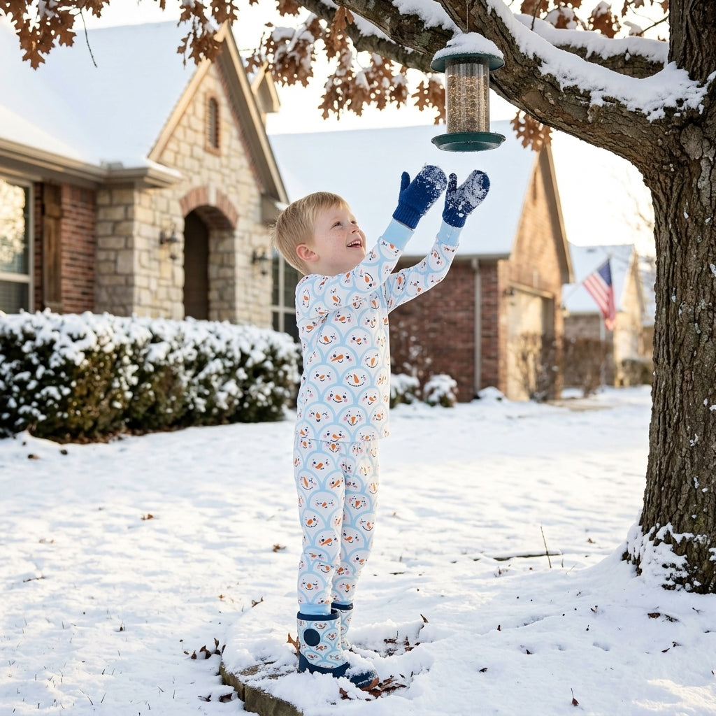 Long sleeves snowman top pants kids boys pajamas
