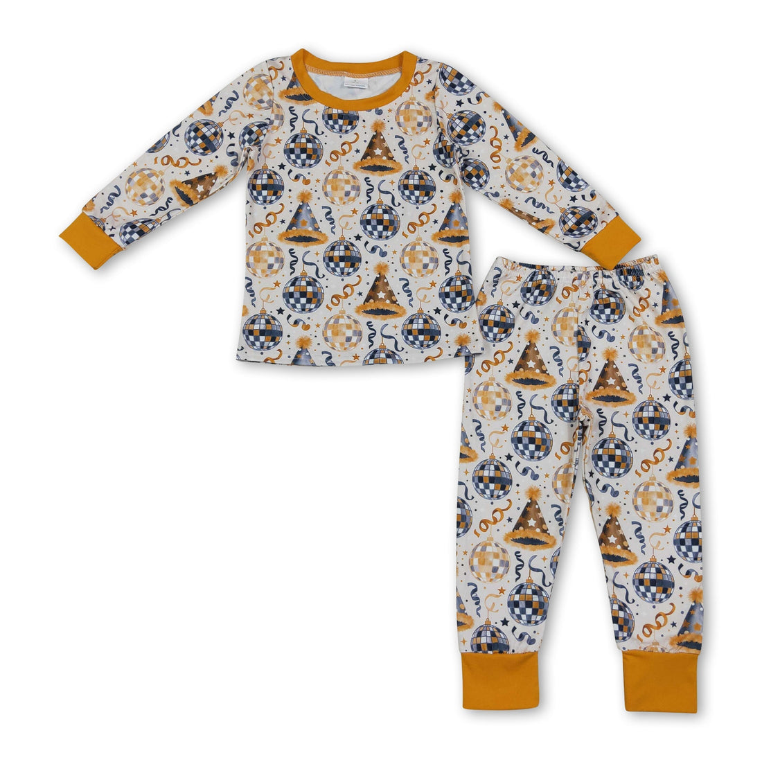 Long sleeves top pants boys Happy New Year pajamas set