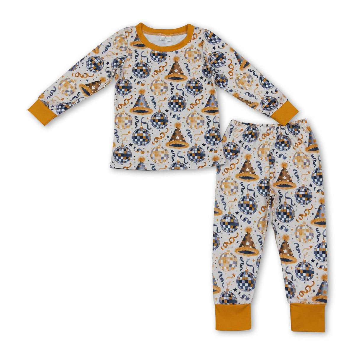 Long sleeves top pants boys Happy New Year pajamas set