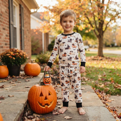 Pumpkin dog top pants Halloween boys pajamas