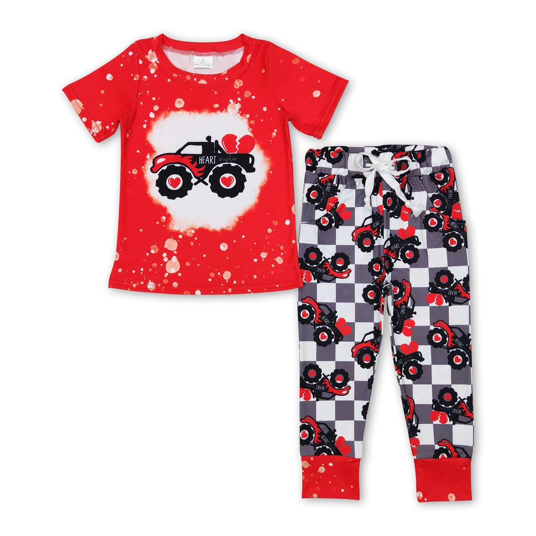 Heart truck short sleeves kids boy valentine&