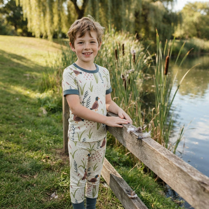 Short sleeves duck grass kids boys pajamas