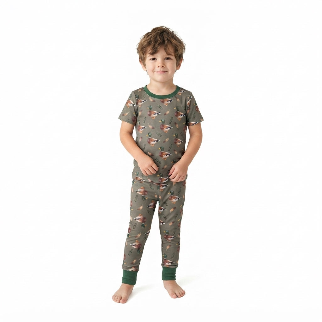 Short sleeves duck call hunting kids boys pajamas