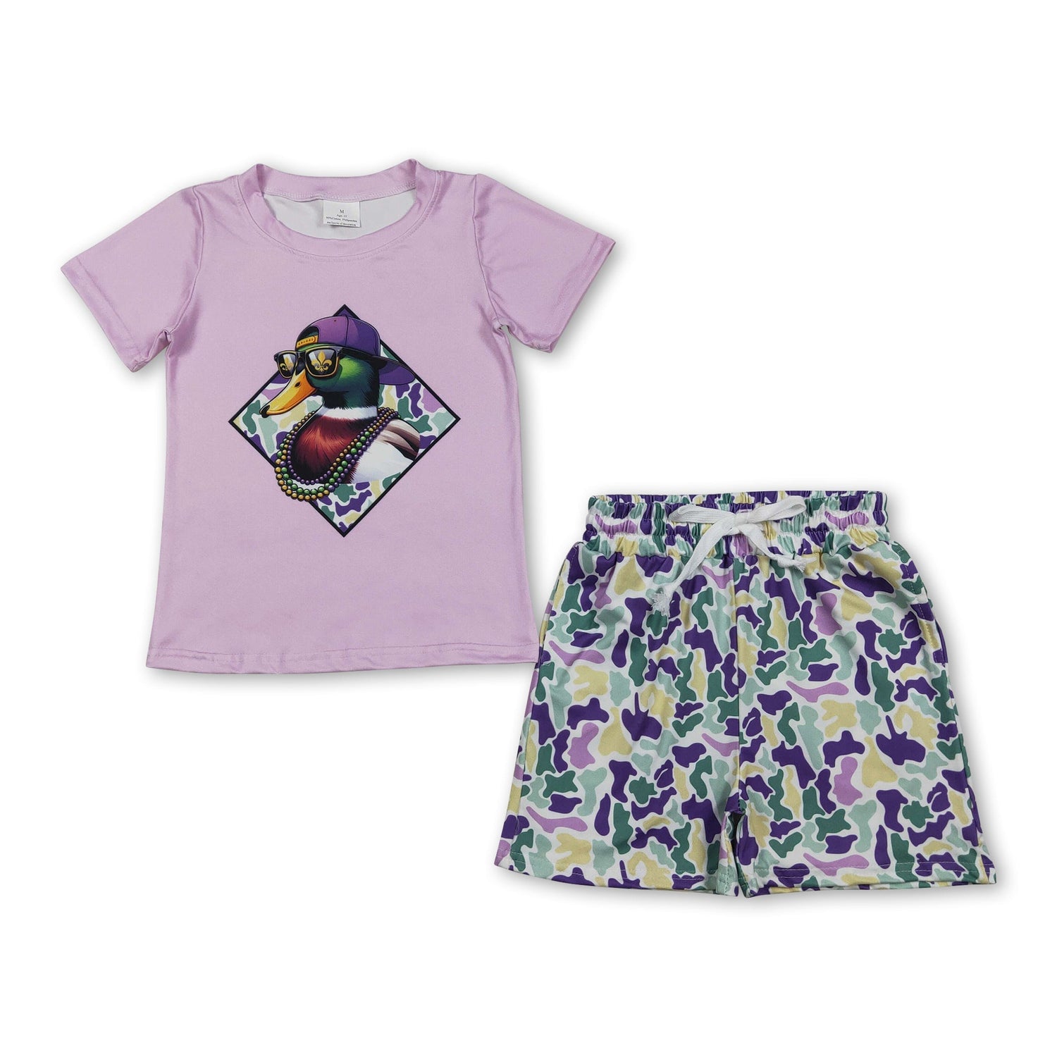 Purple camo duck top camo shorts boy Mardi Gras outfits