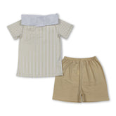 Mini Rodeo boys short sleeves top and shorts set with sheep cross embroidery, perfect for Easter outfits for boys.