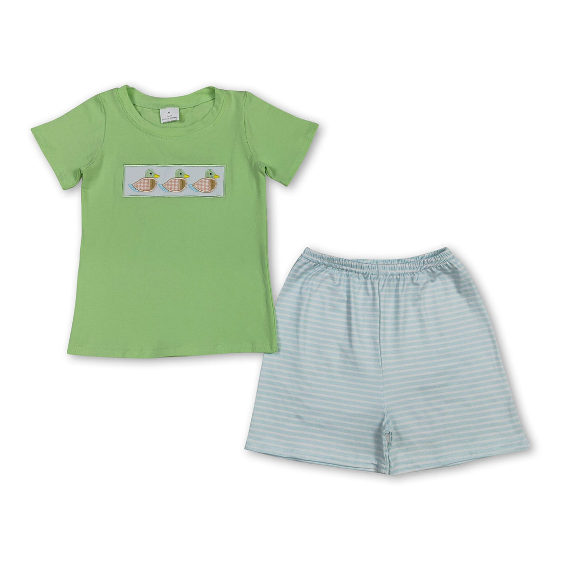 Boy short sleeves top with duck embroidery and striped shorts, part of Mini Rodeo boys&