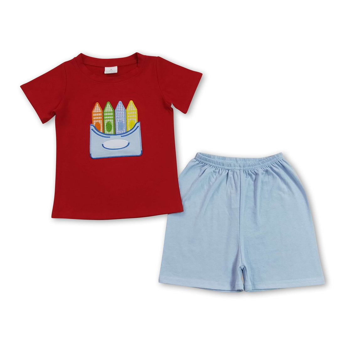Red crayon embroidery boy&