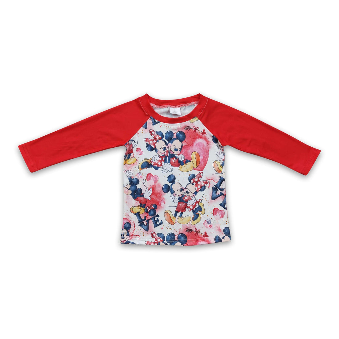 Red long sleeves heart mouse kids boy valentine&