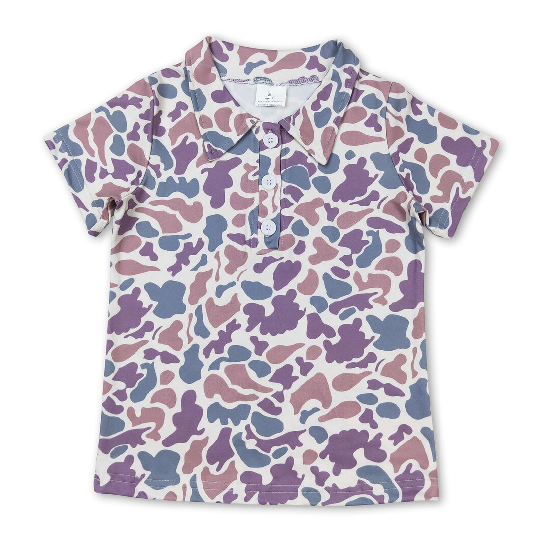 Short sleeves green camo kids boys summer polo shirt