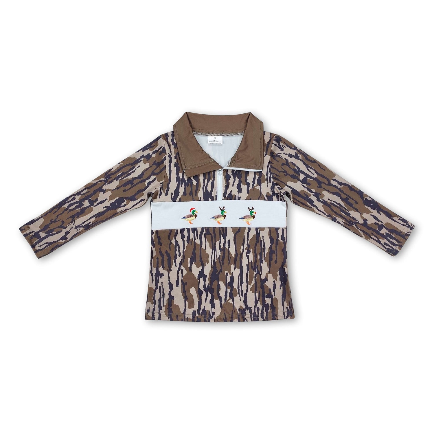 Camo duck kids boys Christmas zip pullover