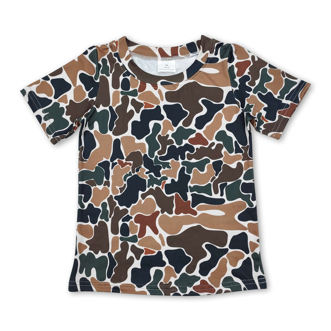 Brown camo short sleeves kids boys shirt