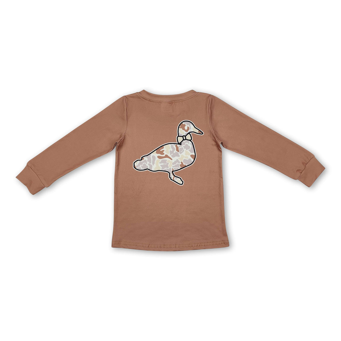 Brown long sleeves camo duck kids boys hunting shirt