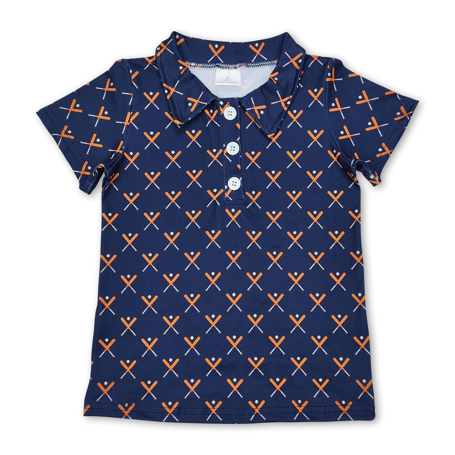 Blue short sleeves baseball kids boys polo shirt