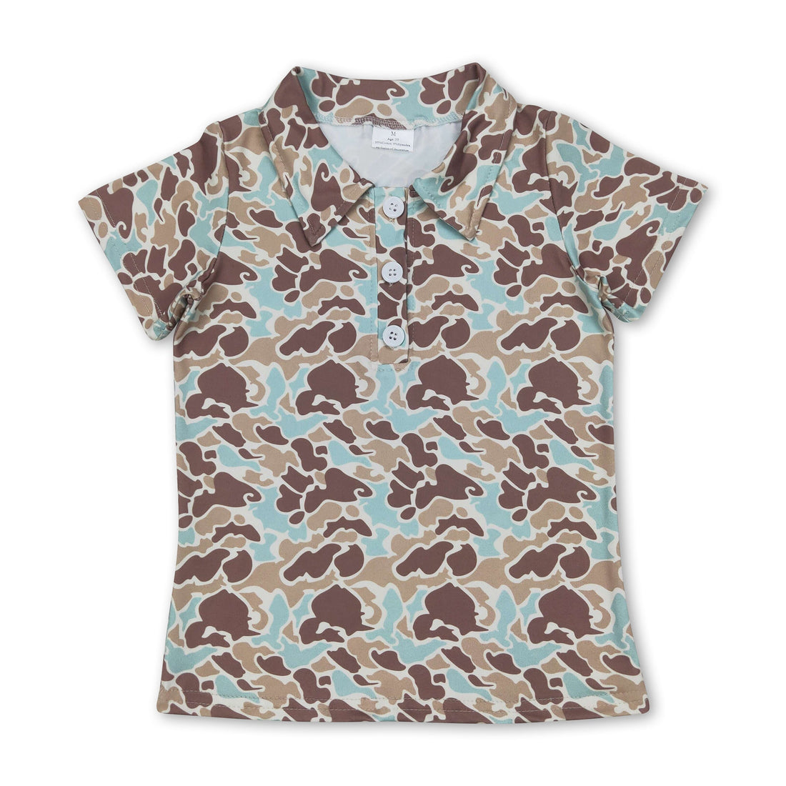 Short sleeves mint camo print kids boys polo shirt