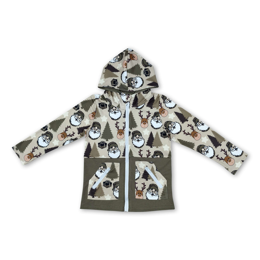 Camo Christmas hat santa kids hooded jacket