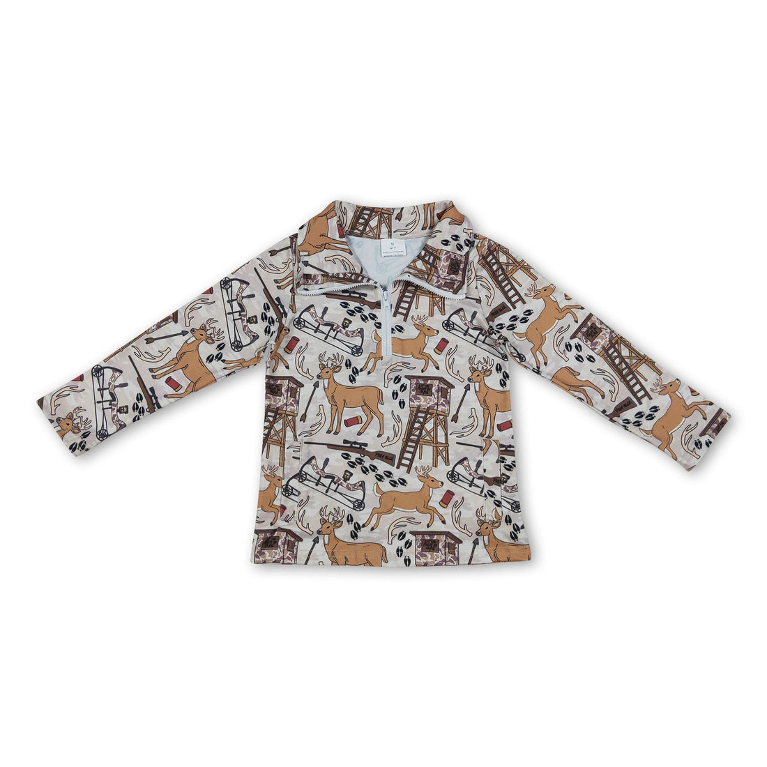 Long sleeves deer kids boys zipper pullover