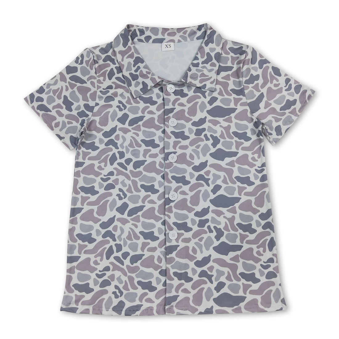 Grey camo short sleeve button-down men&