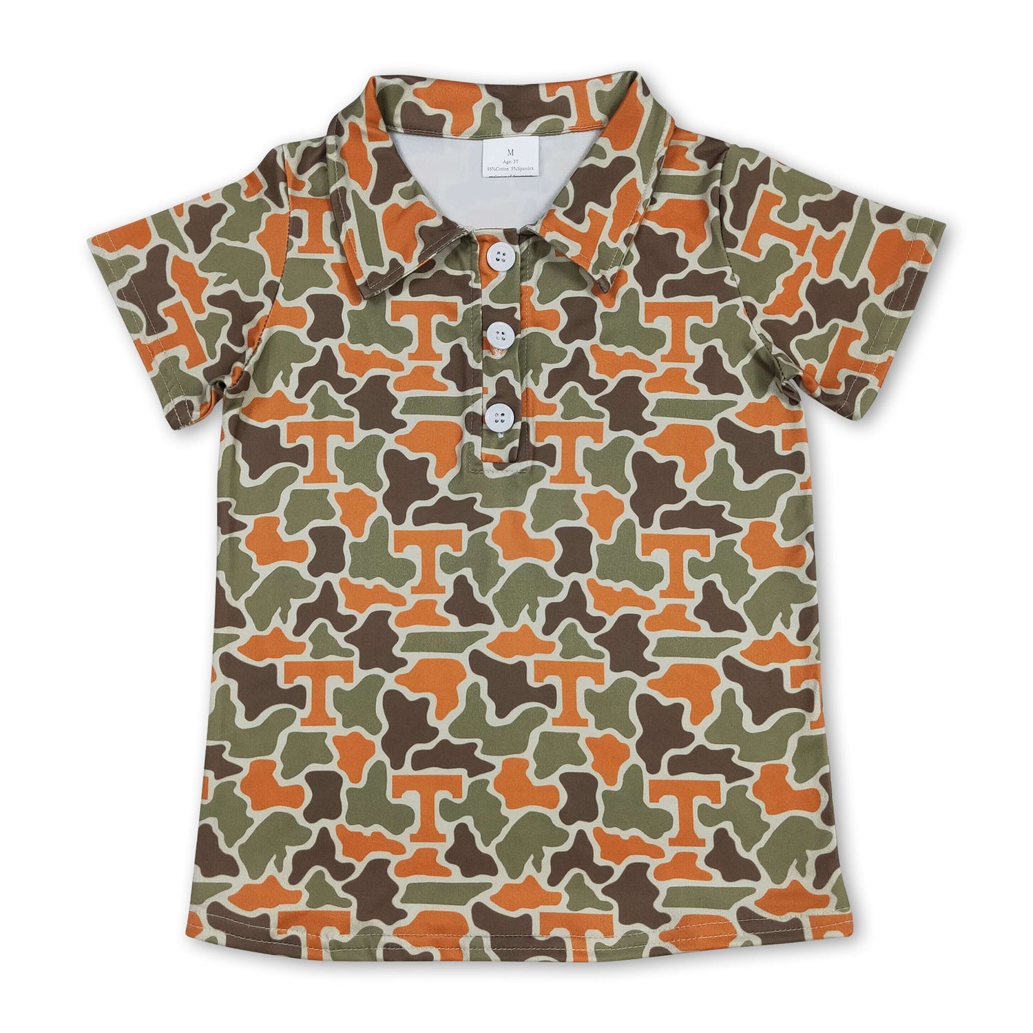Short sleeves camo T kids boys team polo shirt