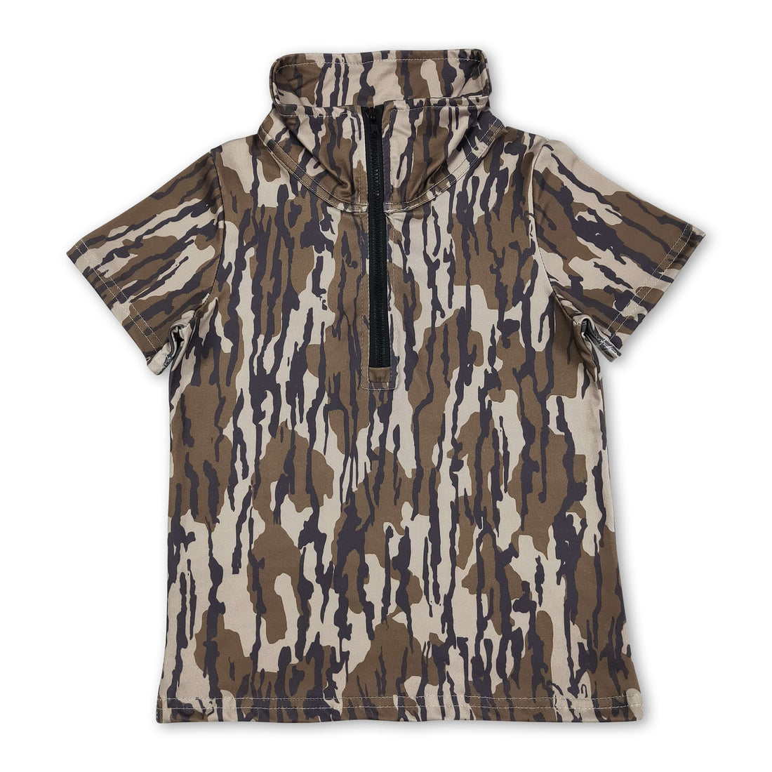 Mini Rodeo boys short sleeves camo summer pullover with zipper, casual kids&