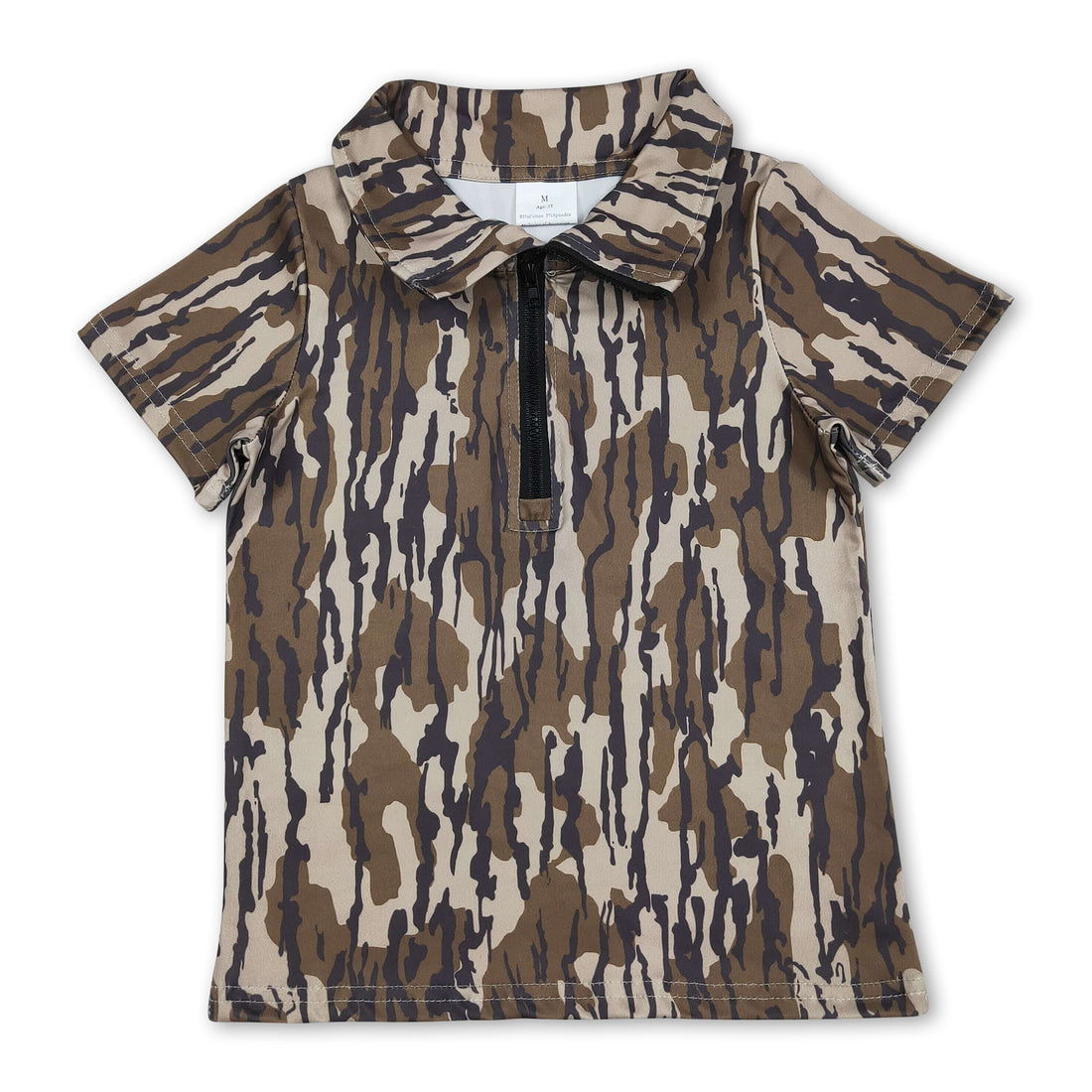 Mini Rodeo boys short sleeves camo summer pullover with zipper, casual kids&