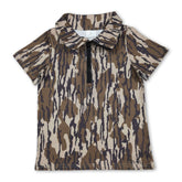 Mini Rodeo boys short sleeves camo summer pullover with zipper, casual kids&