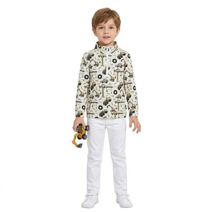 Long sleeves constructions kids boys zipper pullover
