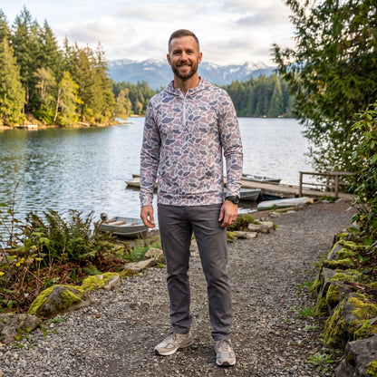 Long sleeves grey camo men pocket zipper hoodie
