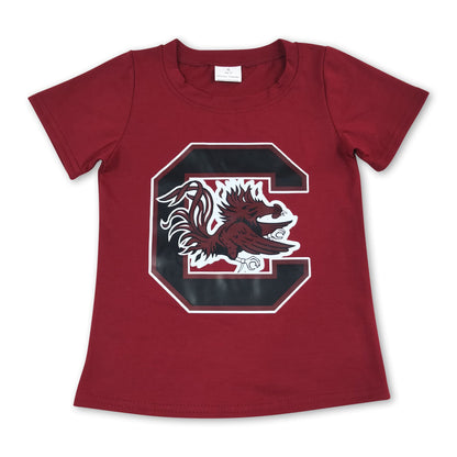 Short sleeves maroon kids boys summer team shirt