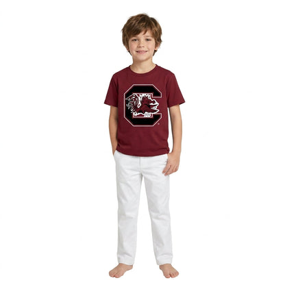 Short sleeves maroon kids boys summer team shirt