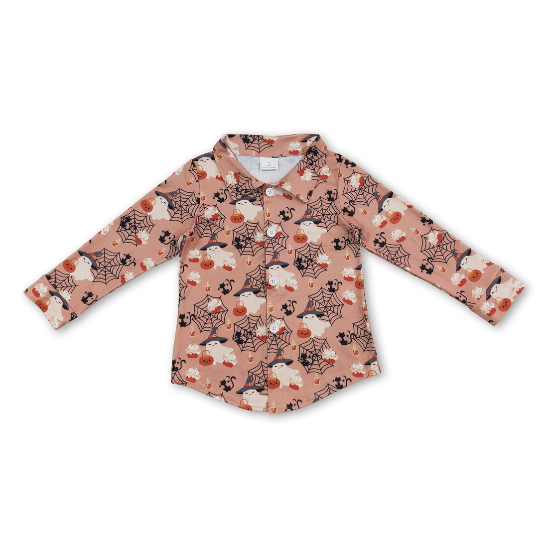 Pumpkin ghost boy Halloween button down shirt