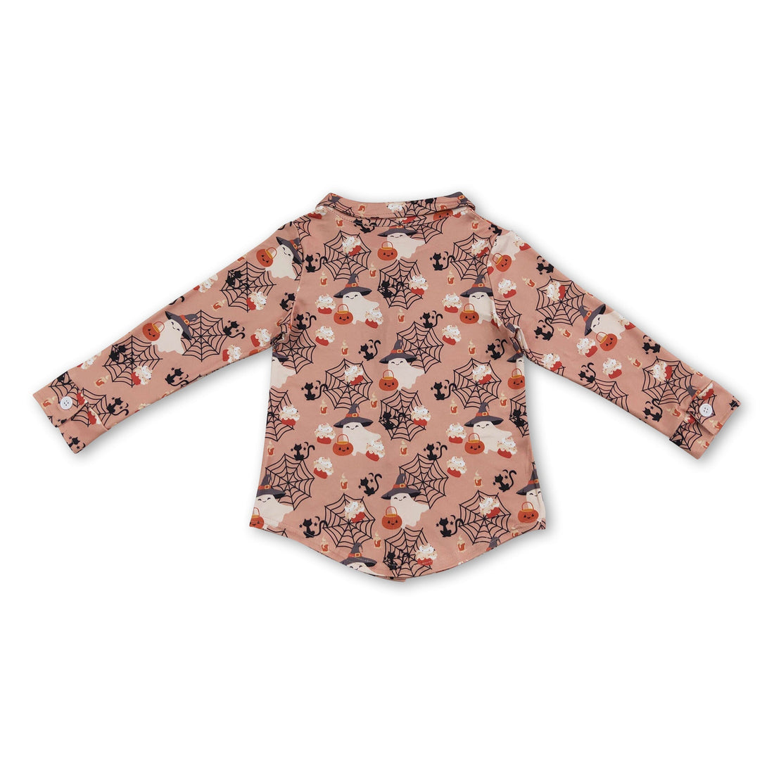 Pumpkin ghost boy Halloween button down shirt