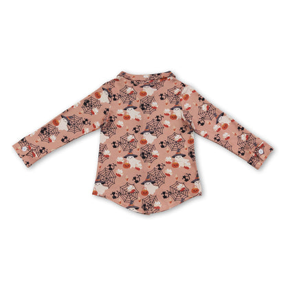 Pumpkin ghost boy Halloween button down shirt
