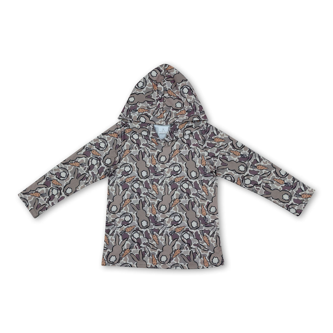 Long sleeves camo bunny carrot boys Easter hoodie
