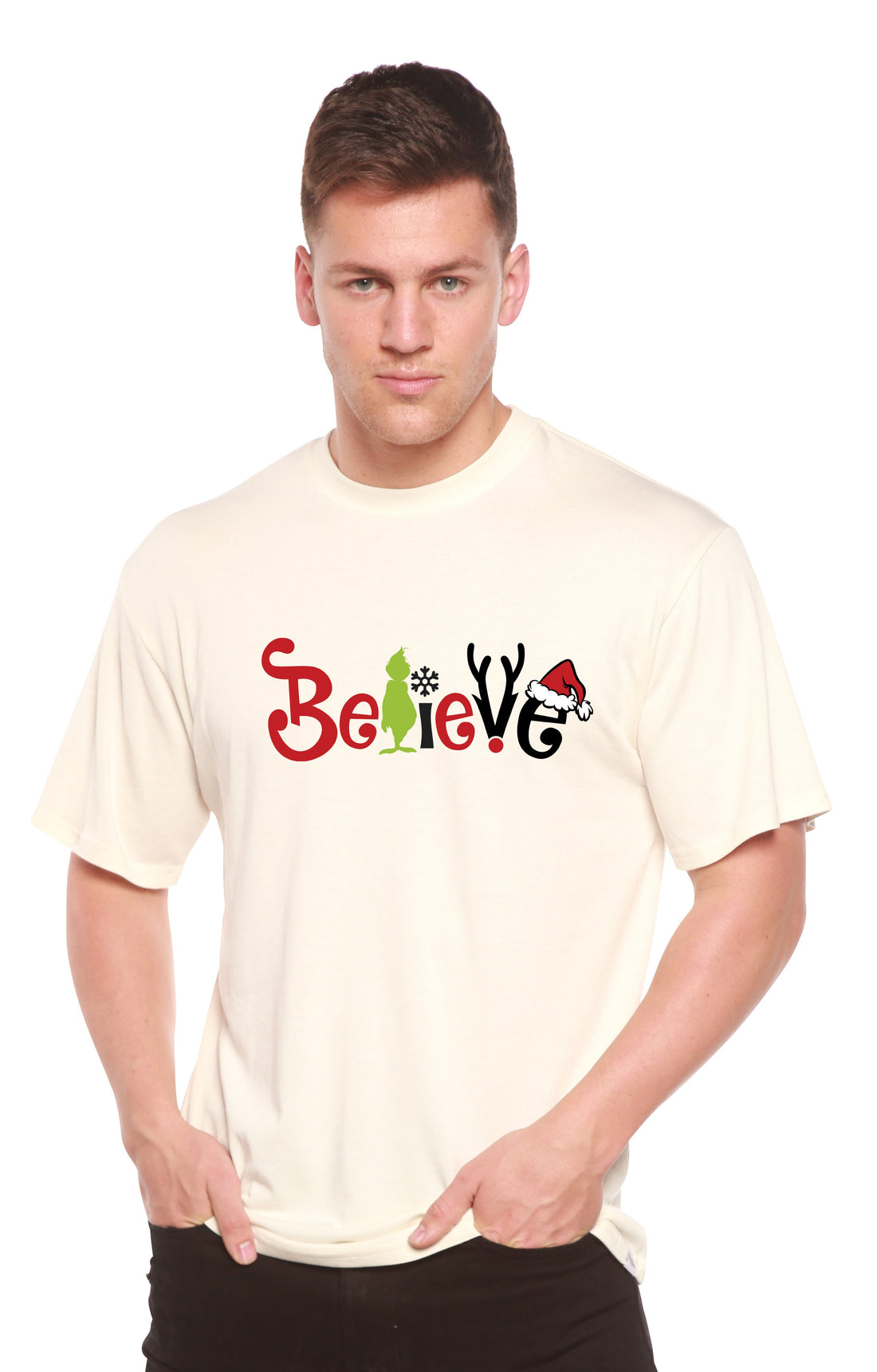 Spun Bamboo Believe Christmas printed men&