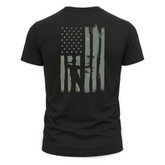 Back view of American Bowhunter T-shirt by Bow Crew Apparel, featuring bold American bowhunting graphics on a casual T-shirt.